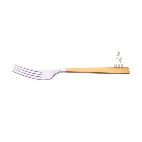 Auenberg Fire 1103 Satin Finishe Table Fork 20.3cm (Silver With Handle Gold)