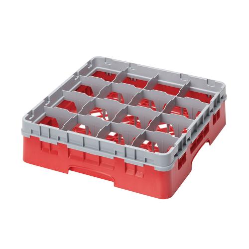 Cambro Camrack Full Size Glass Rack 16 Compartment H9.2cm (Red)
