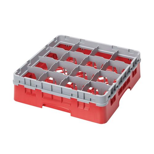 Cambro Camrack Full Size Glass Rack 16 Compartment H11.4cm (Red)
