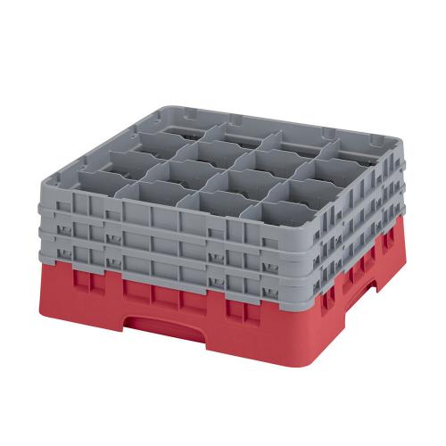 Cambro Camrack Full Size Glass Rack 16 Compartment H19.6cm (Red)