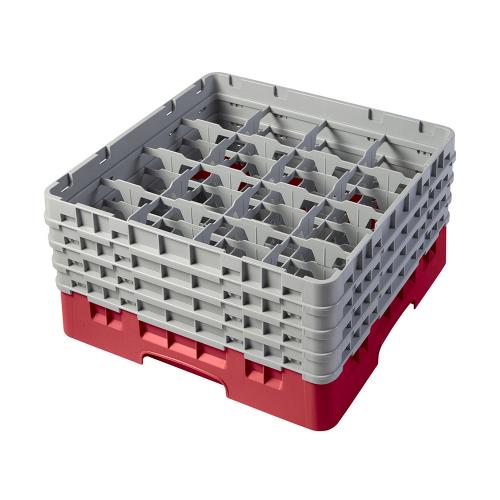Cambro Camrack Full Size Glass Rack 16 Compartment H21.5cm (Red)