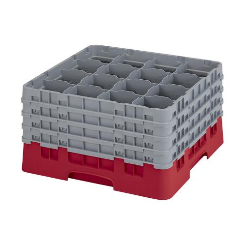 Cambro Camrack Full Size Glass Rack 16 Compartment H23.8cm (Red)
