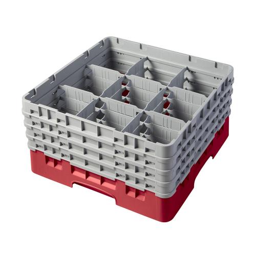 Cambro Camrack Full Size Glass Rack 9 Compartment H21.5cm (Red)